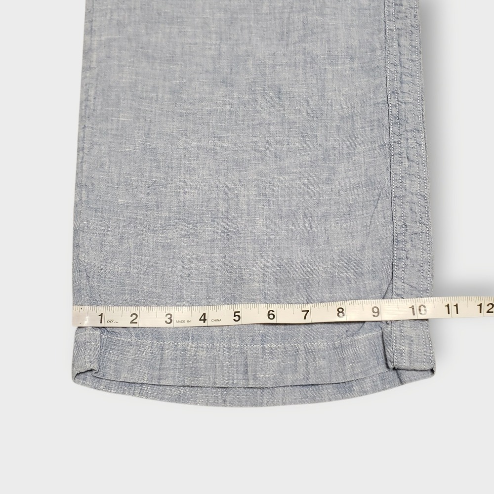 Athleta Cabo Linen Wide Leg Pant Chambray Blue Size 14 Elastic Waist Drawstring - Picture 11 of 11